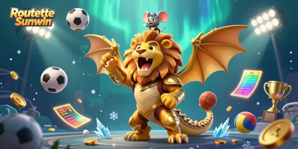 Experience thrilling gameplay with Routette Sunwin, featuring a golden chimera and vibrant gaming elements.