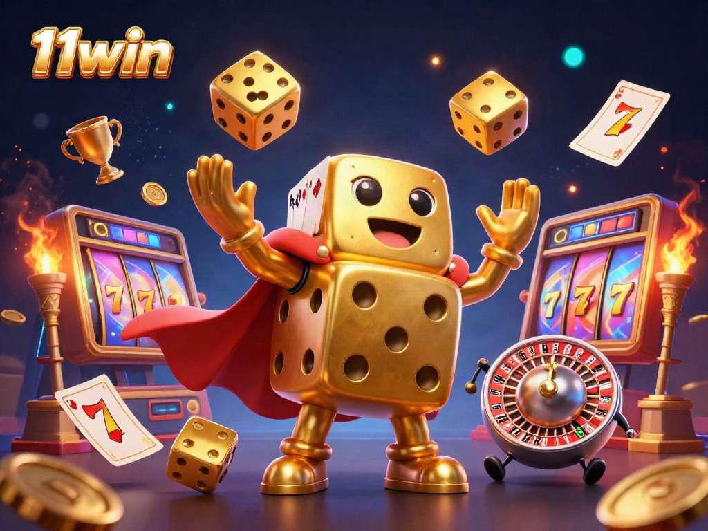 Experience thrilling fun at 11win with golden dice and jackpots in an exciting casino scene.