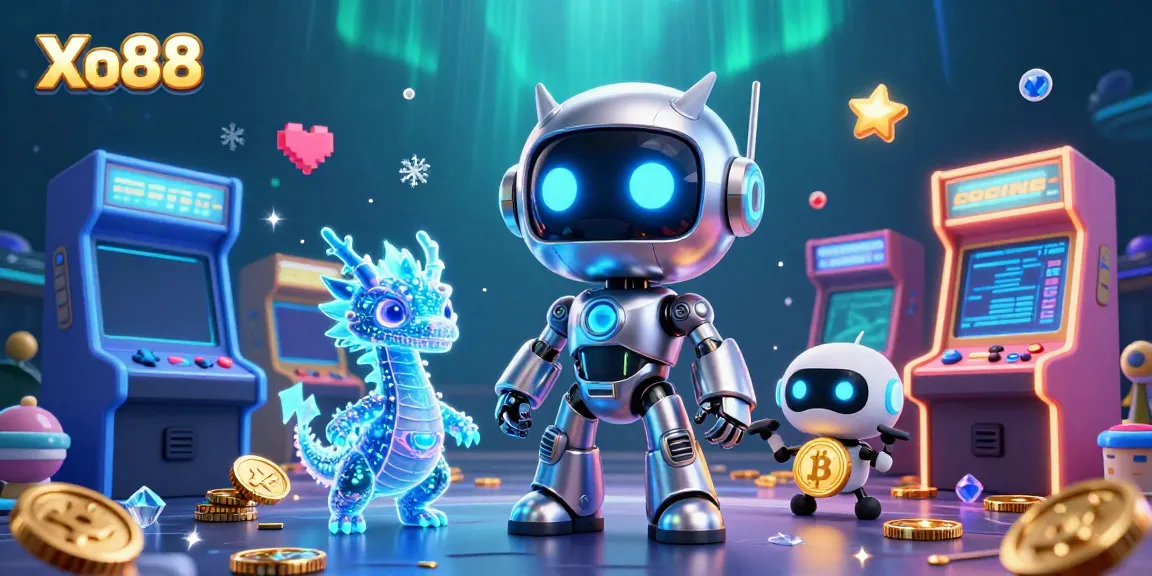 Experience thrilling gaming action with Xo88 through a vibrant 3D animated casino scene featuring exciting characters and elements.