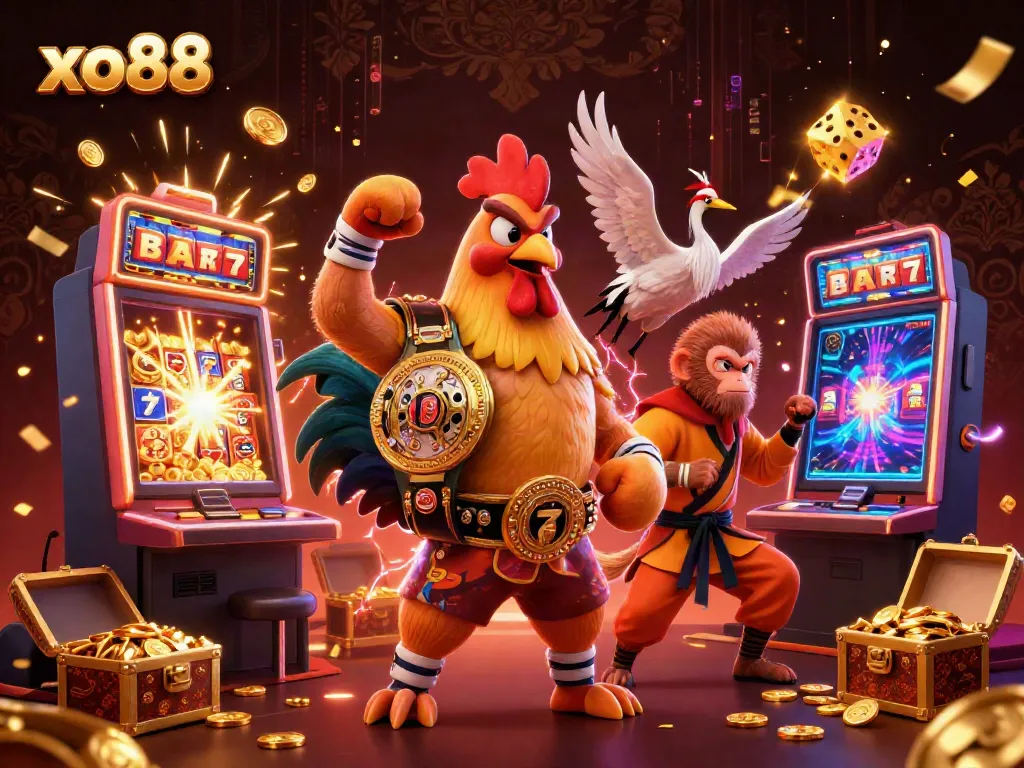 Experience the excitement of xo88 with vibrant casino characters and dynamic gaming elements bursting with energy.