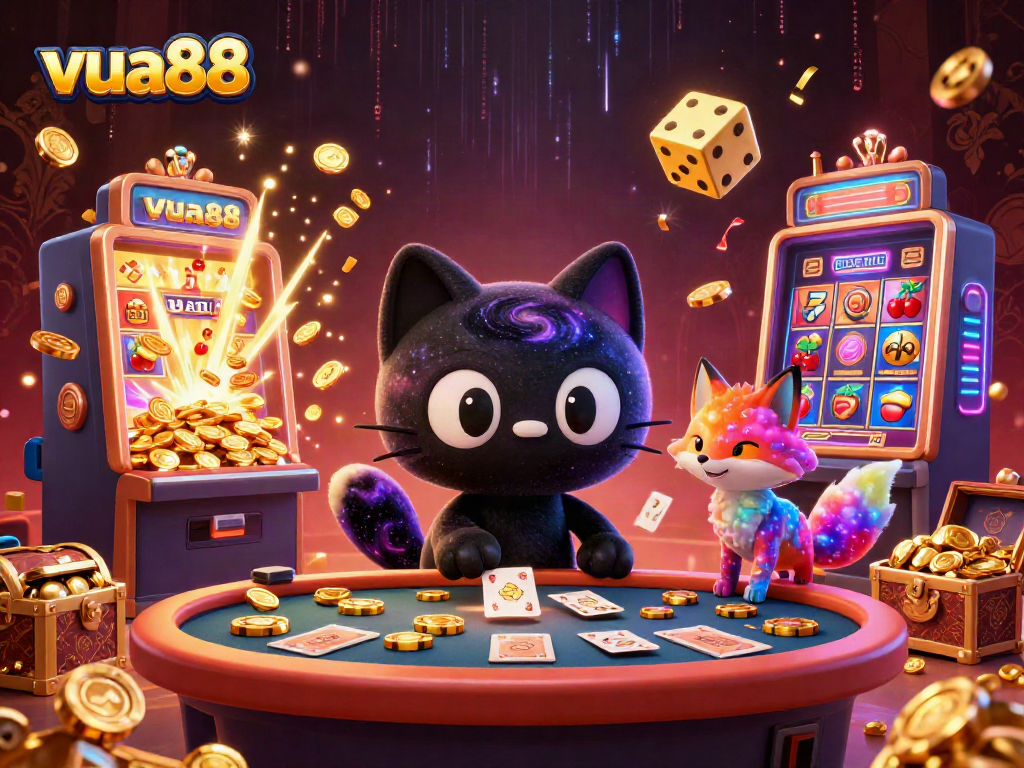 Experience the thrill of the cosmic casino at vua88, featuring dynamic characters and exciting gaming elements.